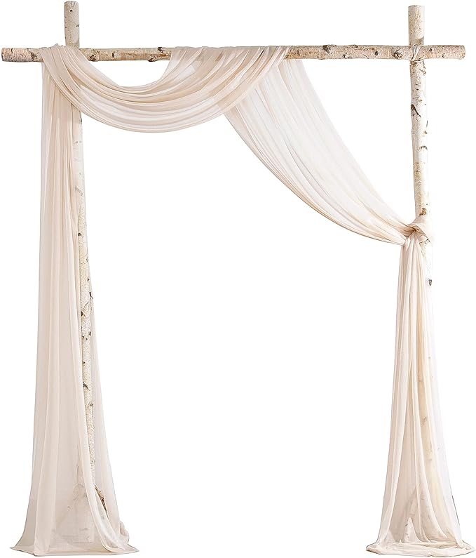 Floroom Wedding Arch Draping Fabric 2 Panels 20Ft Nude Chiffon Fabric Drapes by Floroom