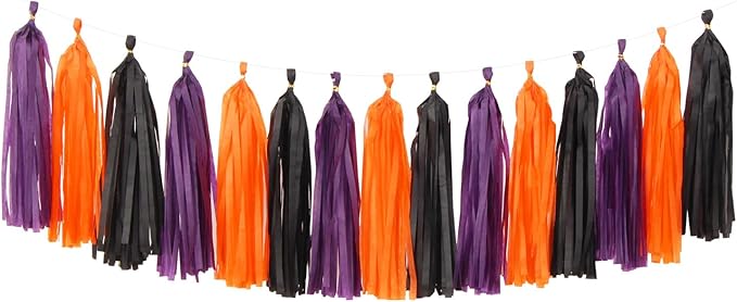 Black-Purple Orange Halloween Party-Decorations Tassel-Garland by Panduola