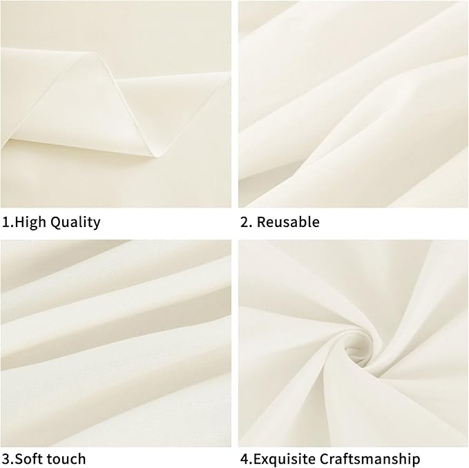 Ivory 6 Pack Polyester Table Cloth 60 x 126 Inch, Rectangle Tablecloths - Image 2