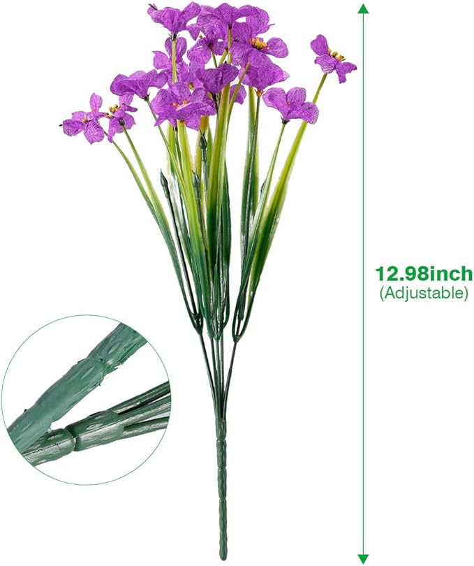 12 Bundles Artificial Flowers Outdoor UV Resistant Fake Flowers No Fade Plastic - Image 8