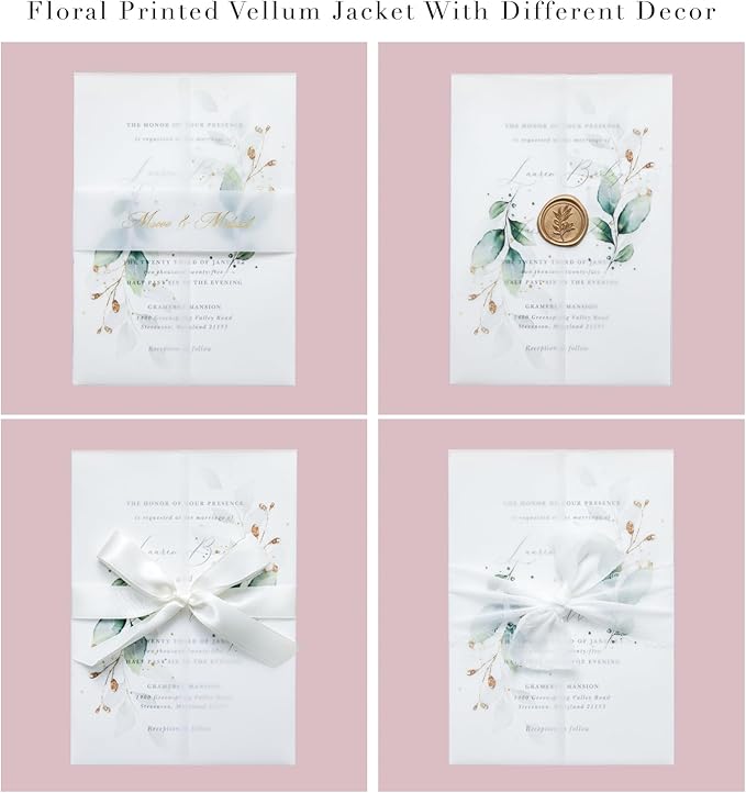PONATIA 50PCS Vellum Jackets for 5x7 Invitation Cards - Image 4