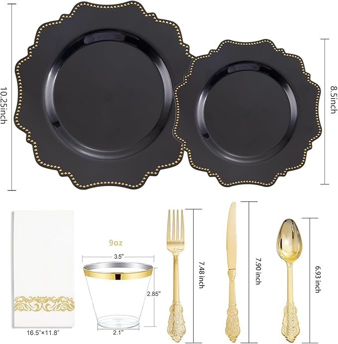 COLOSUS 175PCS Black Dinnerware set - Image 2