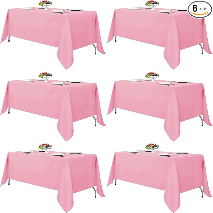 Fitable Pink Tablecloths for Rectangle Tables, 6 Pack by Fitable