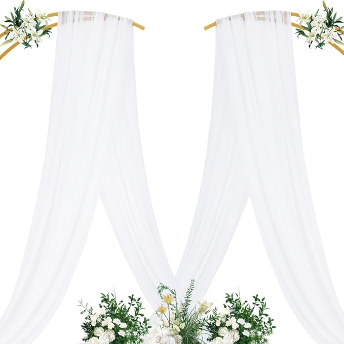 MLMC White Wedding Arch Draping Fabric 4 Panels 29" x 20 FT Extra Long Gauze - Image 4