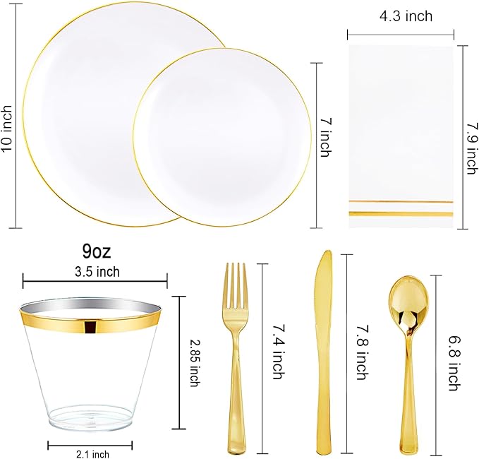 Festiva 350Pcs Gold Plastic Plates - Image 2
