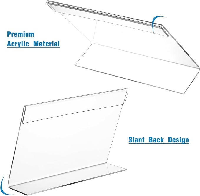 Vicenpal 24 Pcs 7x5 Inch Clear Acrylic Sign Holder Plastic L-shape Vertical - Image 5