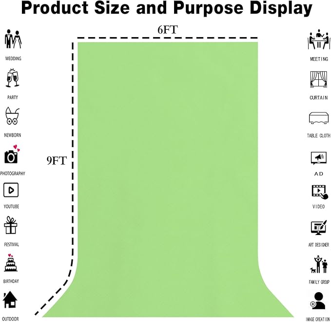 Light Green Backdrop for Photography 6x9ft Zoom Screen Meeting, Game Live - Image 3
