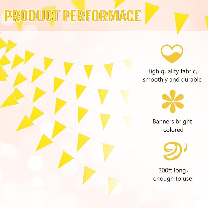 Tatuo 200 Feet Solid Pennant Banners Flags String Triangle Hanging DIY Bunting - Image 3