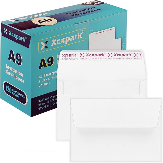120 Qty Printable A9 Invitation Envelopes 5.75x 8.75 Cards, Self Seal 120GSM by Xxcxpark