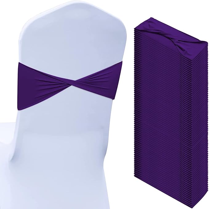 Kinlop 50 Pcs Spandex Chair Sashes Bows Chair Bands Slider Sashes by Kinlop