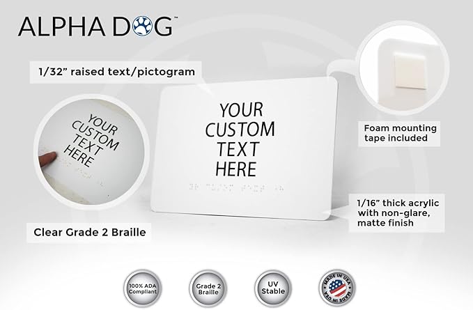 ALPHA DOG ADA SIGNS Custom ADA Compliant Braille Sign, Tactile Text, Raised - Image 3