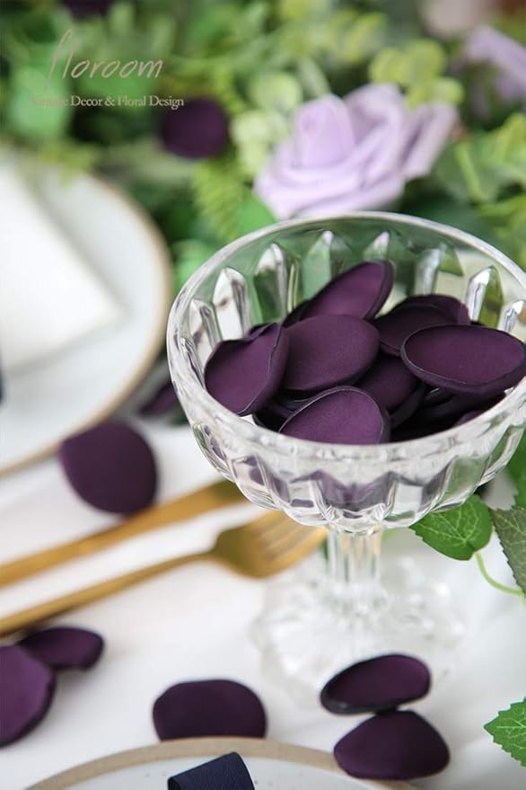 Floroom 300pcs Rose Petals Plum Faux Silk Flower Petals - Image 3