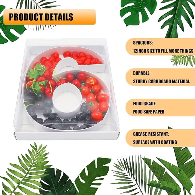 12" Fillable Cardboard Number Charcuterie Gift Cupcake Box - Image 3