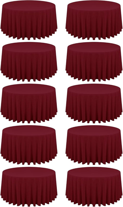 10 Pack Burgundy Round Tablecloths by REWOMC