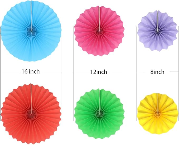 Colorful Hanging Paper Fans Decoration Round Pattern Paper Garlands Set - Image 6