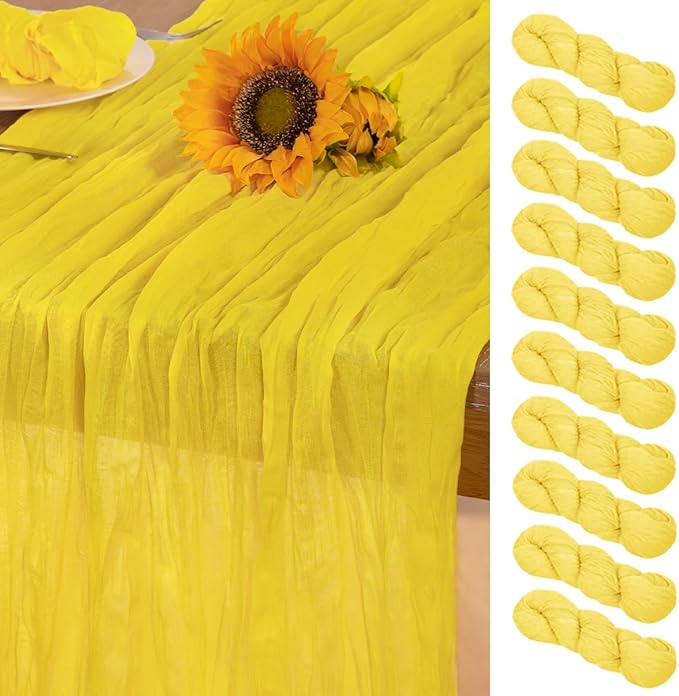 Lemon Yellow Cheesecloth Table Runner 10 Pack Fall Table Runners Boho Gauze 120 by DeZerlor