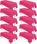 10 Pack Hot Pink Tablecloths for 6 Foot Rectangle Tables 60 x 102 Inch - 6ft by REWOMC