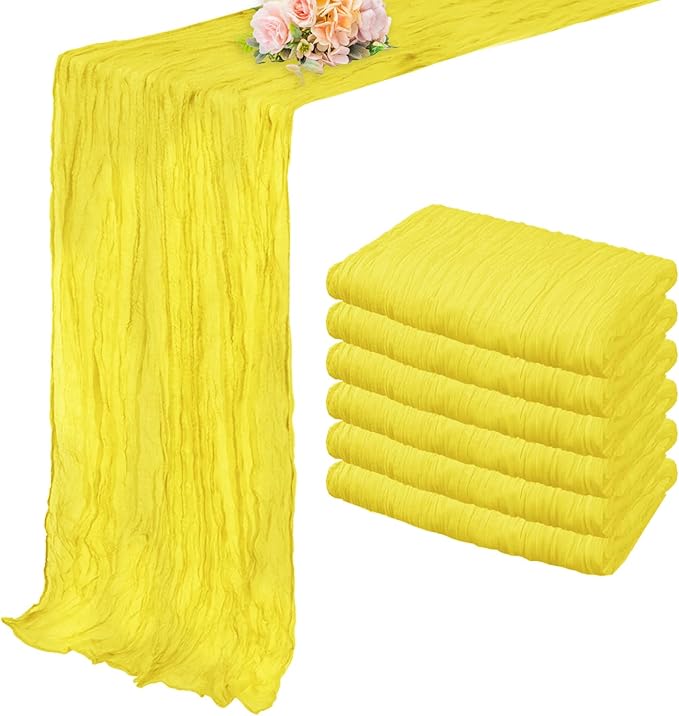 6 Pack Yellow Cheesecloth Table Runner 20 x 120 Inch Long Rustic Gauze Cheese by FoliafeelHome