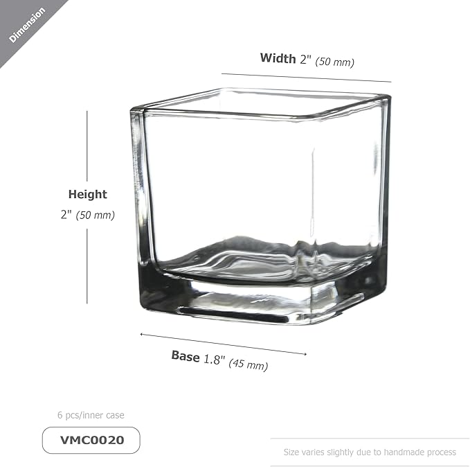 WGV 2 Inch Tea Light Votive Candle Holder, Square Cube 2”x2”, Small Tiny - Image 2