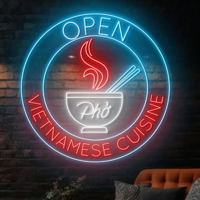 Open Vietnamese Cuisine Neon Sign, Custom Vietnamese Food Led Sign, Pho Led - Image 2