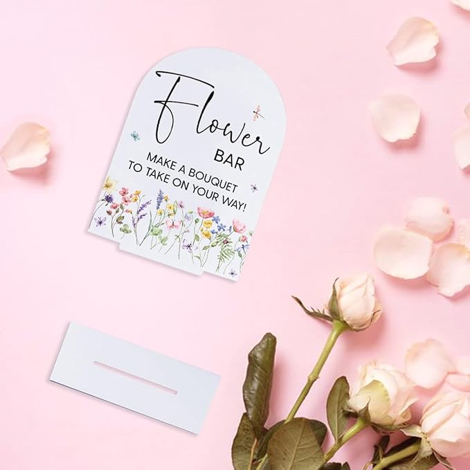 Flower Bar Sign Wedding Decor White Acrylic Table Sign - Image 5