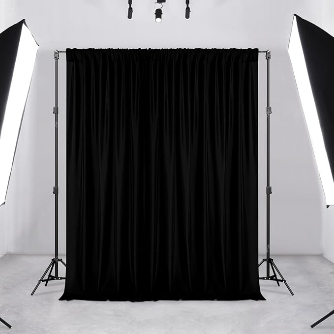 DWCN 10x10 FT Black Backdrop Curtains - Image 7