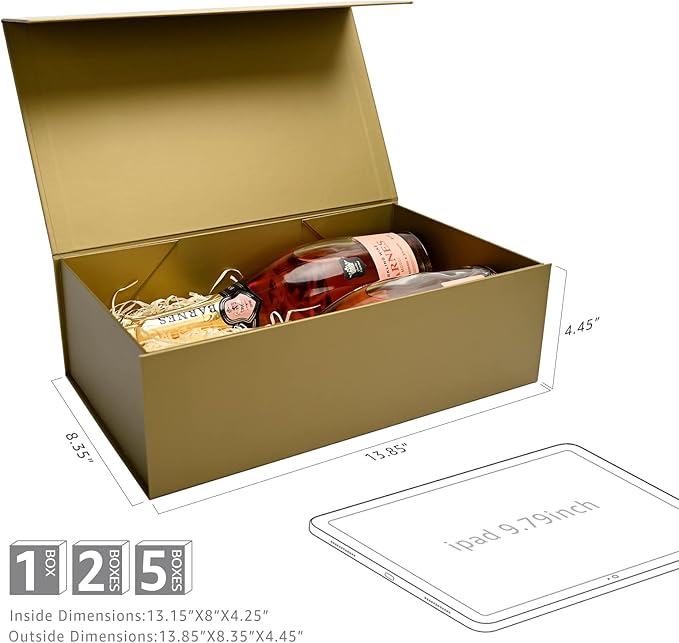 LIFELUM Empty Gift Boxes 2 Pack 13.85 x 8.35 x 4.45 inch Rectangle Collapsible - Image 5