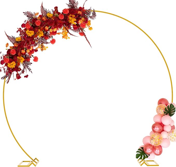 Wokceer Wedding Arch 8.5FT Round Backdrop Stand Gold Metal Circle Balloon Arch by Wokceer