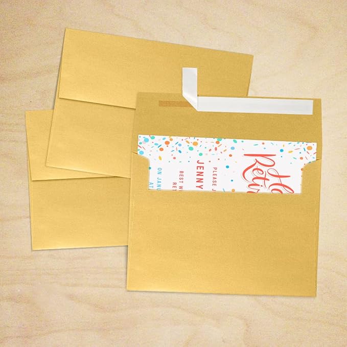 LUXPaper A7 Invitation Envelopes | Peel & Press | 5 1/4" x 7 1/4" | Gold - Image 7