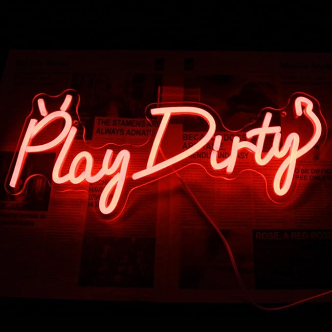 Play Dirty Neon Sign Red Letter LED Neon Lights Signs Devil Neon Signs - Image 5