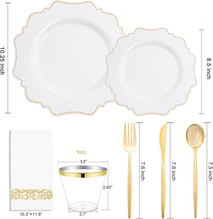COLOSUS 175pcs Plastic Party Plates Disposable Plastic Dinnerware set. 25guests - Image 2
