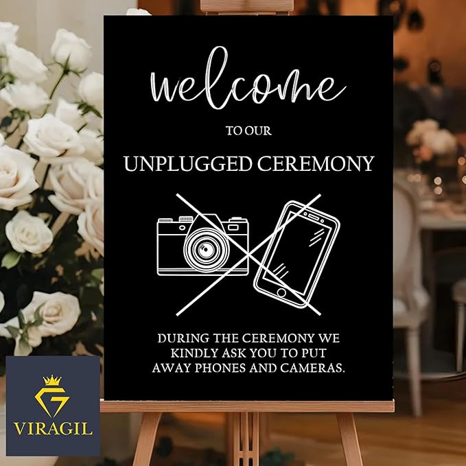 Unplugged Wedding Ceremony Yard Sign – Clear No Phone No Camera Message – Bold - Image 4