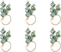 Defined Deco Napkin Rings Set of 6, Boho Green Leaf Napkin Rings by DDDEFINEDDECO