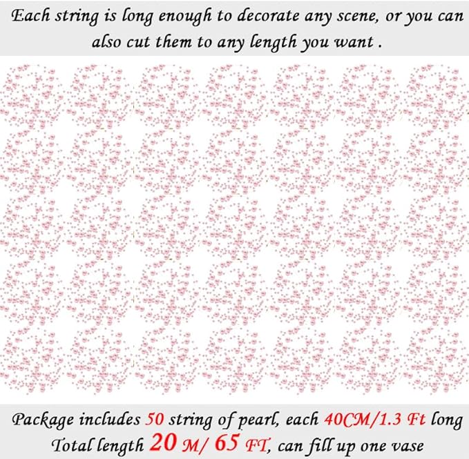 50pcs Pearls String Beads of Pearls, 10+5mm Pink Artificial Pearl String - Image 2