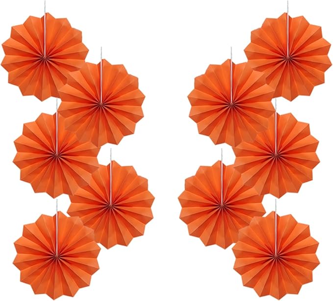 Orange Birthday Party Decorations, DIY Orange Paper Fans Hanging Decoration by BARTHEW