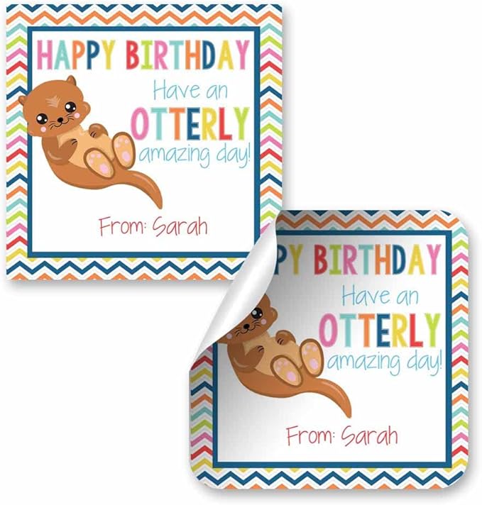 Custom & Personalized Adorable Otter Otterly Amazing Happy Birthday Gift Tag by AmandaCreation