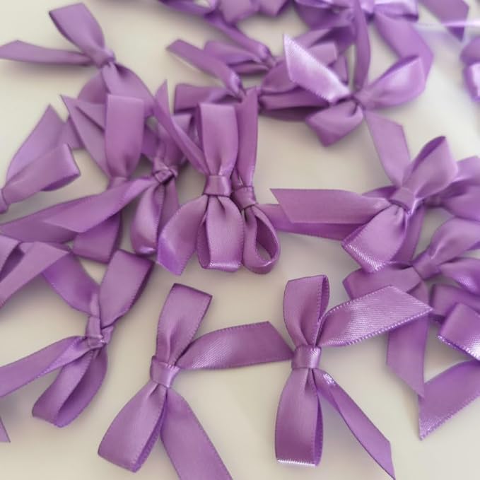 50pcs 1-1/2" Purple Satin Ribbon Bows Without Twist Ties Mini Ribbon Bows - Image 7