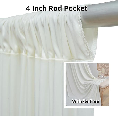10 ft x 10 ft Wrinkle Free Ivory Backdrop Curtain - Image 2