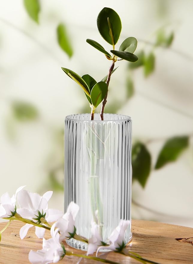 Serene Spaces Living Clear Pleated Glass Votive Holder, Decorative Centerpiece - Image 3