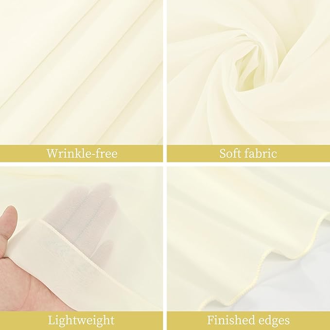 fani 6 Panels Ivory Wedding Ceiling Drapes 5ftx30ft Ceiling Drapes Chiffon - Image 4