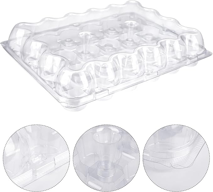 TWOWYHI 24 Counts x 10 Sets Cupcake Containers Cupcake Boxes Plastic Cupcakes - Image 3
