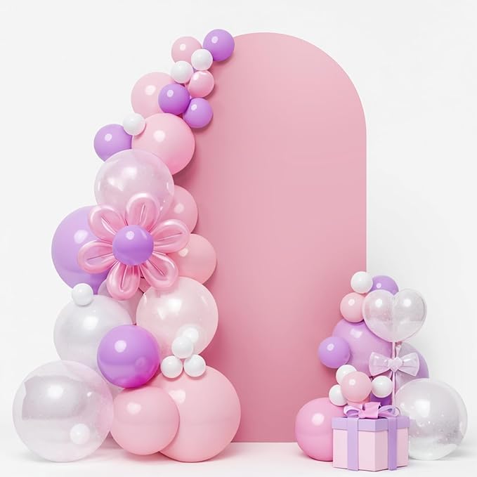 LEBENGURU Upgraded 6FT Wedding Arch Cover, Dusty Pink Spandex Fitted Arch by LEBENGURU