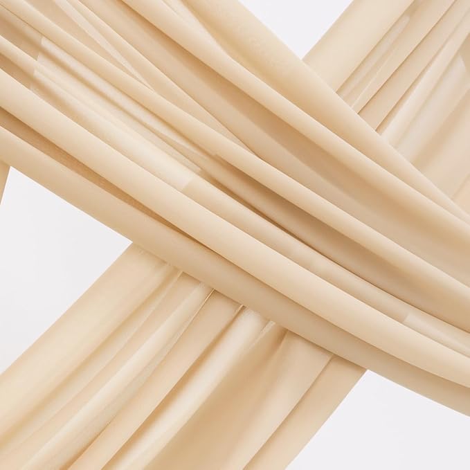 Socomi Wedding Arch Draping Fabric 3 Panels 29" x 19Ft Champagne Sheer Chiffon - Image 5