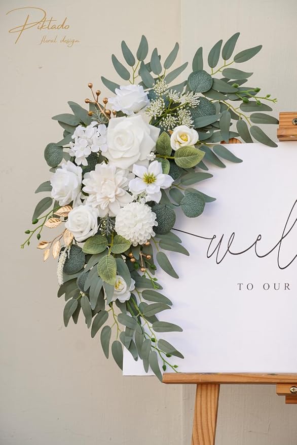 Faux Flower Swag Set of 2 for Wedding Welcome Signs Floral Swag Wedding - Image 2