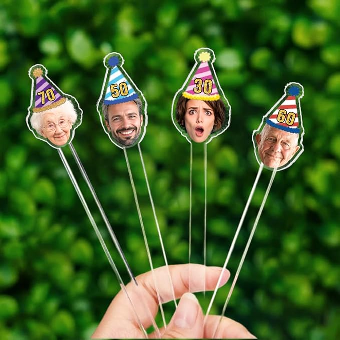 Custom 50 Pcs 50th To 90th Birthday Face Photo Drink Stirrers, Personalized - Image 2