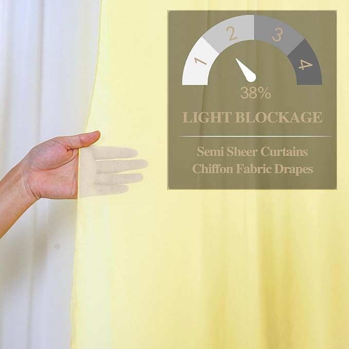 DUOBAO Pastel Yellow Chiffon Backdrop Curtains - Image 5