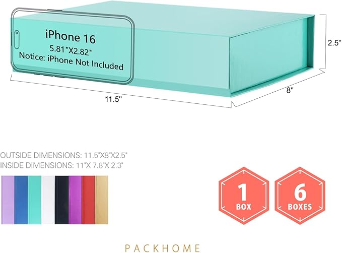 PACKHOME 6 Gift Boxes 11.5x8x2.5 Inches, Sturdy Shirt Boxes - Image 2