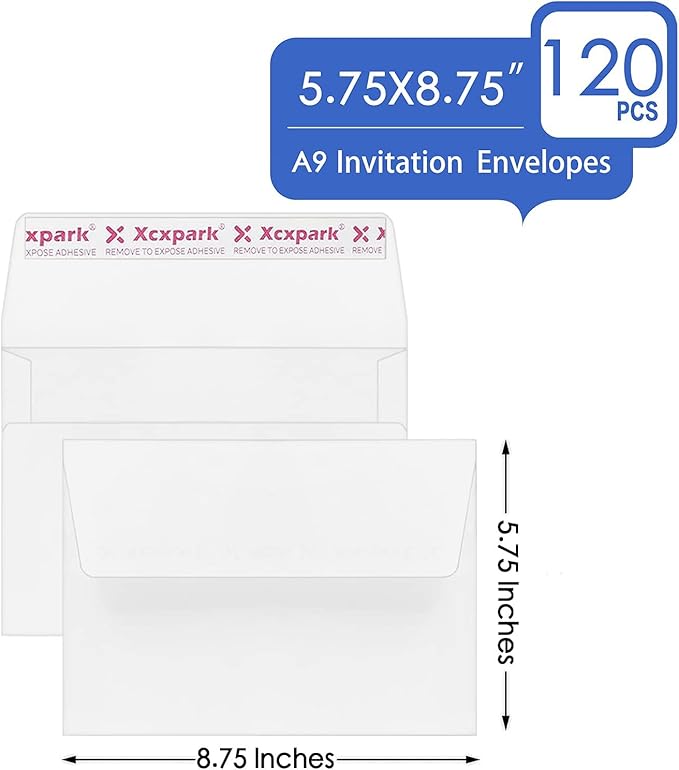 120 Qty Printable A9 Invitation Envelopes 5.75x 8.75 Cards, Self Seal 120GSM - Image 2