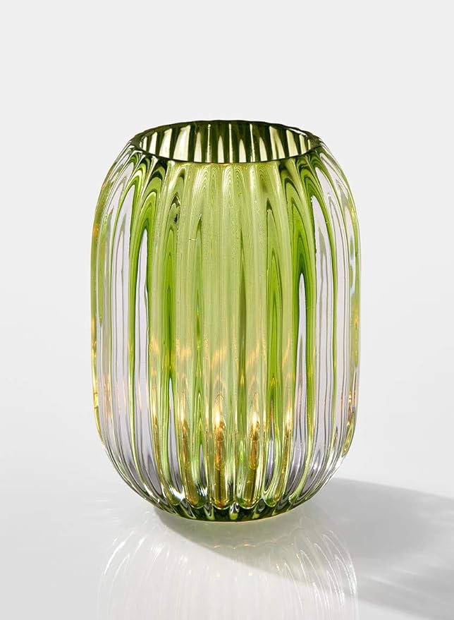 Serene Spaces Living Green Optical Glass Votive Holder, Measures 5" Tall and - Image 2