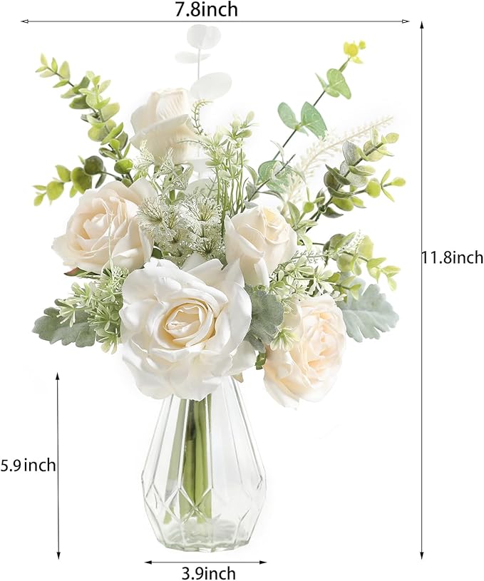 Artificial Flowers with Vase, Faux Flower Arrangement with Vase Suitable - Image 6